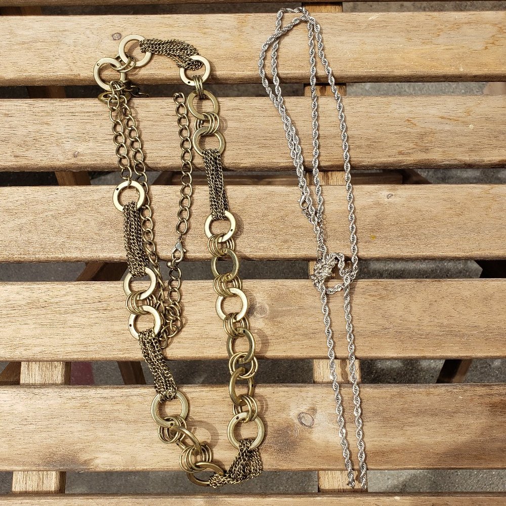 FOREVER 21 Gold Silver Statement Necklaces NWOT